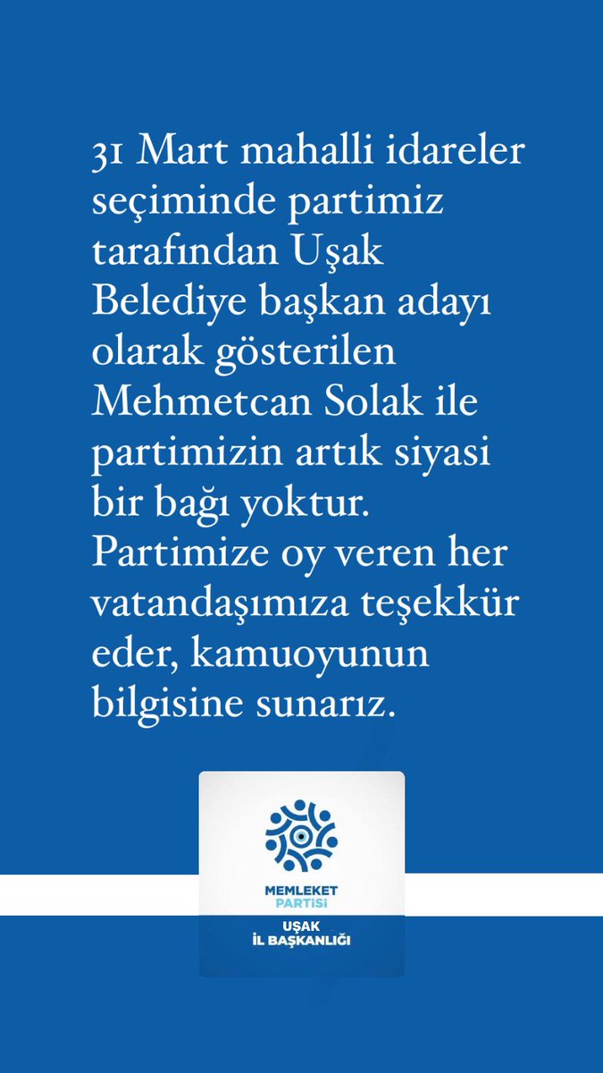 Uşak İl Başkanlığımızdan Yapılan Duyuru.