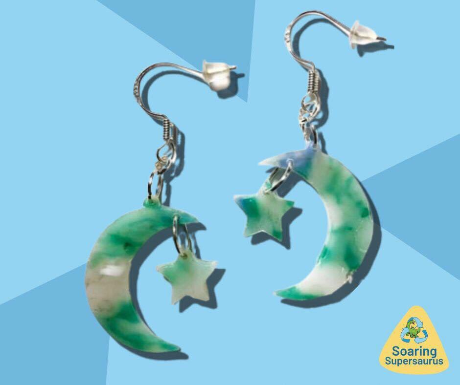 If you can see the moon this evening, it should look a little like these. 
#RecycledPlastic #SustainableJewellery #PreciousPlastic