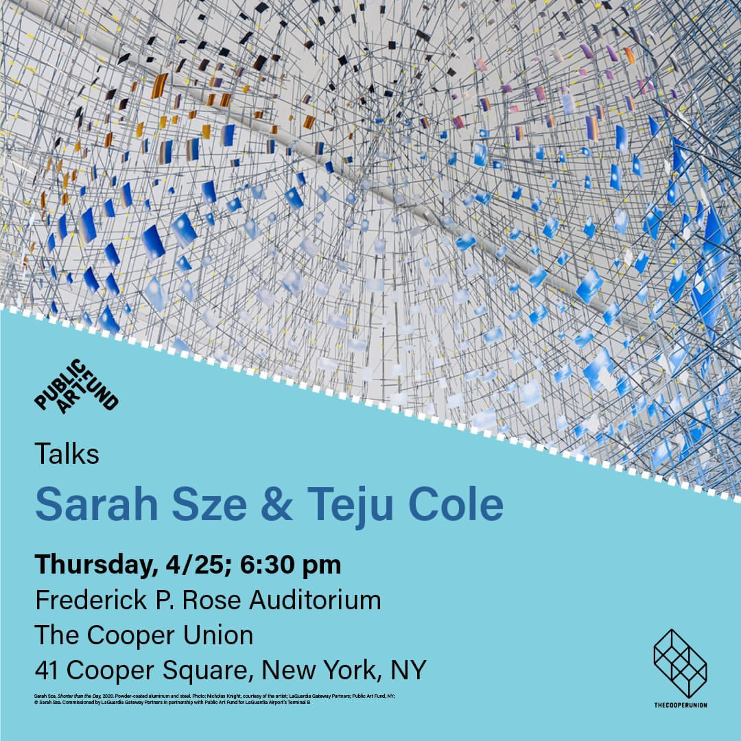 Book now for an in-person conversation between artist Sarah Sze and writer Teju Cole, hosted by the @PublicArtFund on 25 April at @cooperunion New York. Free and open to the public — registration required: publicartfund.org/programs/view/…