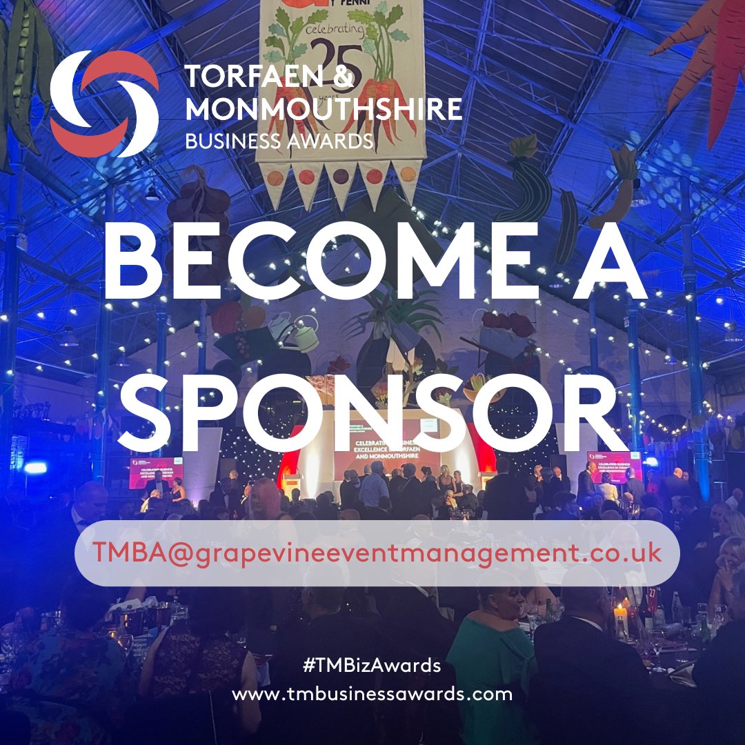 Do you want the opportunity to work with some of the best businesses in Torfaen & Monmouthshire? Become a sponsor for the Torfaen & Monmouthshire Business Awards 2024! Contact us at TMBA@grapevineeventmanagement.co.uk for more information. #Torfaen #Monmouthshire #TMBizAwards