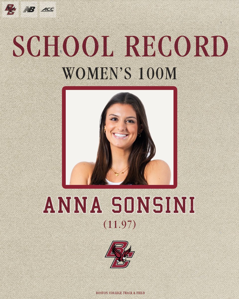 Starting off the outdoor season right where we left off with indoor! 👀 🔥 Anna Sonsini broke the Women’s 100M record last weekend at Tufts with a time of 11.97!
