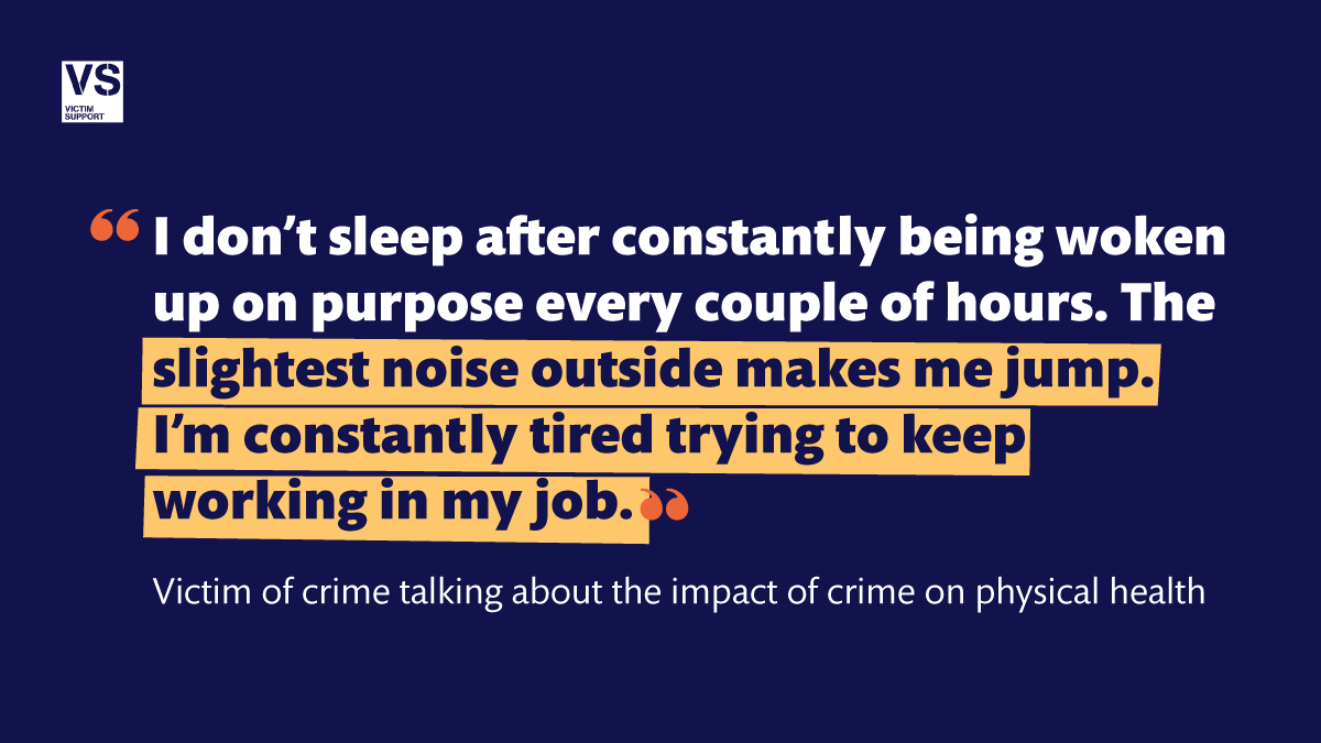 After experiencing crime, your physical health may be affected. It impacts everyone differently but it's important to look after yourself. My Support Space has advice about what to do if you're struggling. Sign up: mysupportspace.org.uk/moj #WorldHealthDay