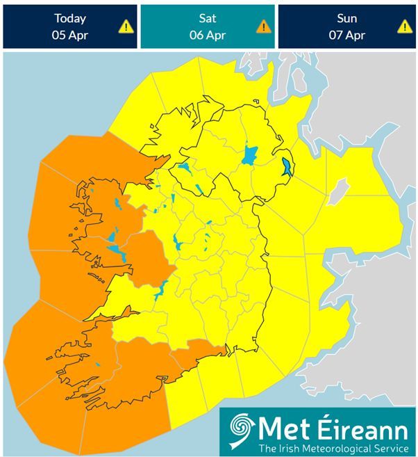 Status Orange Wind warning tomorrow as Storm Kathleen brings gale force southerly winds with some severe and damaging gusts. Possible impacts: • Fallen trees • Some power outages • Coastal flooding • Wave overtopping See met.ie for more information.