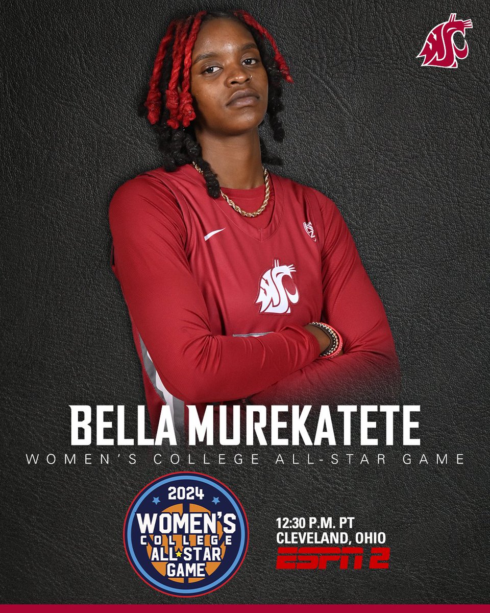 Catch our very own Bella Murekatete today in the 2024 Women's College All-Star Game!

⌚ 12:30 p.m. PT
📺 ESPN2
💻 es.pn/3J5JL0k

#GoCougs