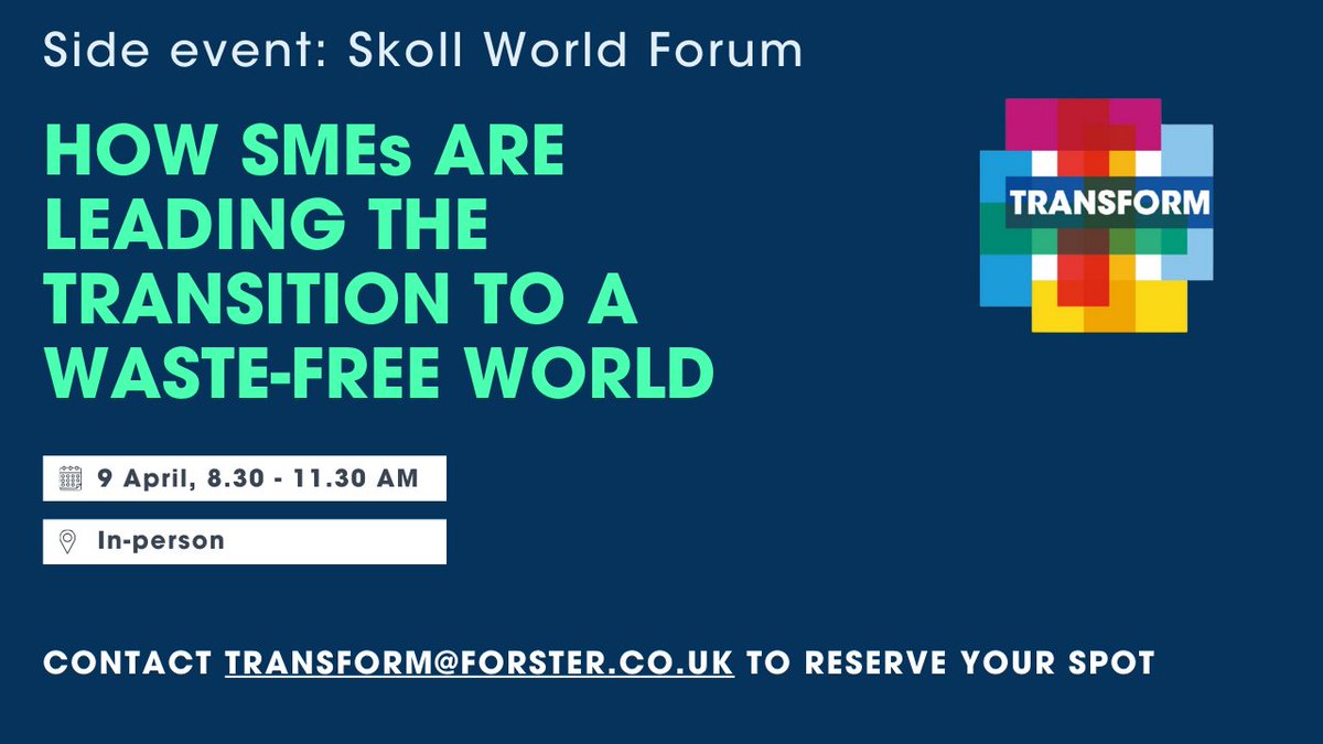 Join our Plastics Project Manager Constance Granier at TRANSFORM's Waste-Free World Event where she will be speaking on a panel about how SMEs can lead the transition to a waste-free world. See below for more info 👇 and contact transform@forster.co.uk to reserve your place.