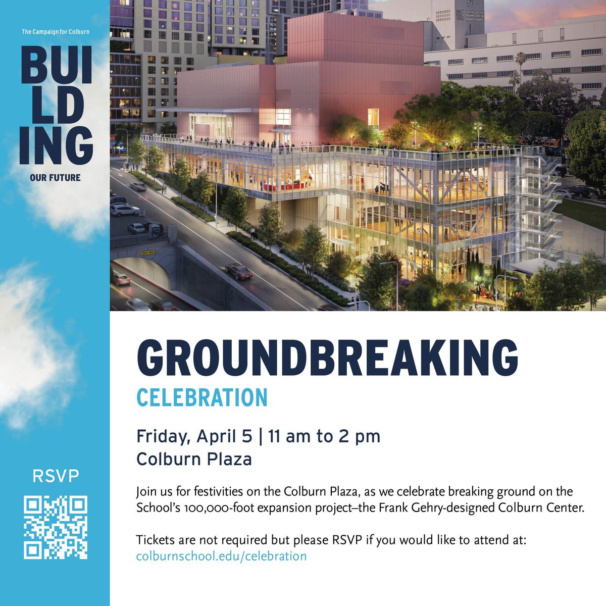 Don't miss the festivities TODAY on the Colburn Plaza, as we celebrate breaking ground on the School’s expansion project–the Frank Gehry-designed Colburn Center! See you soon! buff.ly/4awPCaF