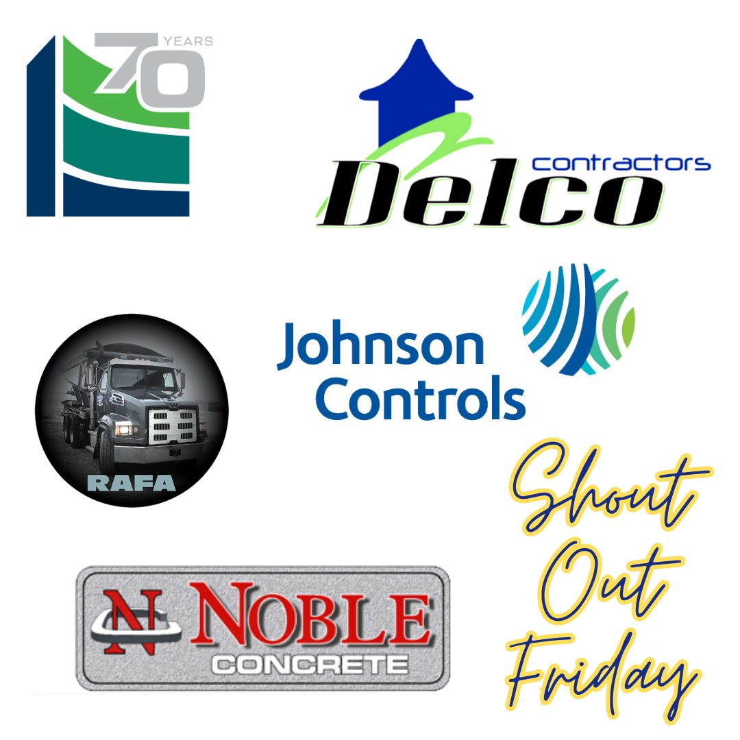 #shoutoutfriday ~ Our feature companies this Friday are:
Delco Contractors ~ delcocontractors.com
Noble Concrete ~ nobleconcrete.com
Johnson Controls  ~ johnsoncontrols.com
Rafa Enterprises (2014) Ltd ~ rafaenterprises.com