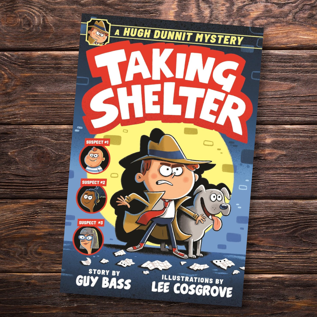 Taking Shelter (7+) by @GuyBassBooks Illustrated by @gorillustrator, @AndersenPress 'A wonderfully silly crime caper packed to the brim with jokes and wordplay' @ReeceAndrea, Expert Reviewer Support your child's school when you shop: l8r.it/Ni09