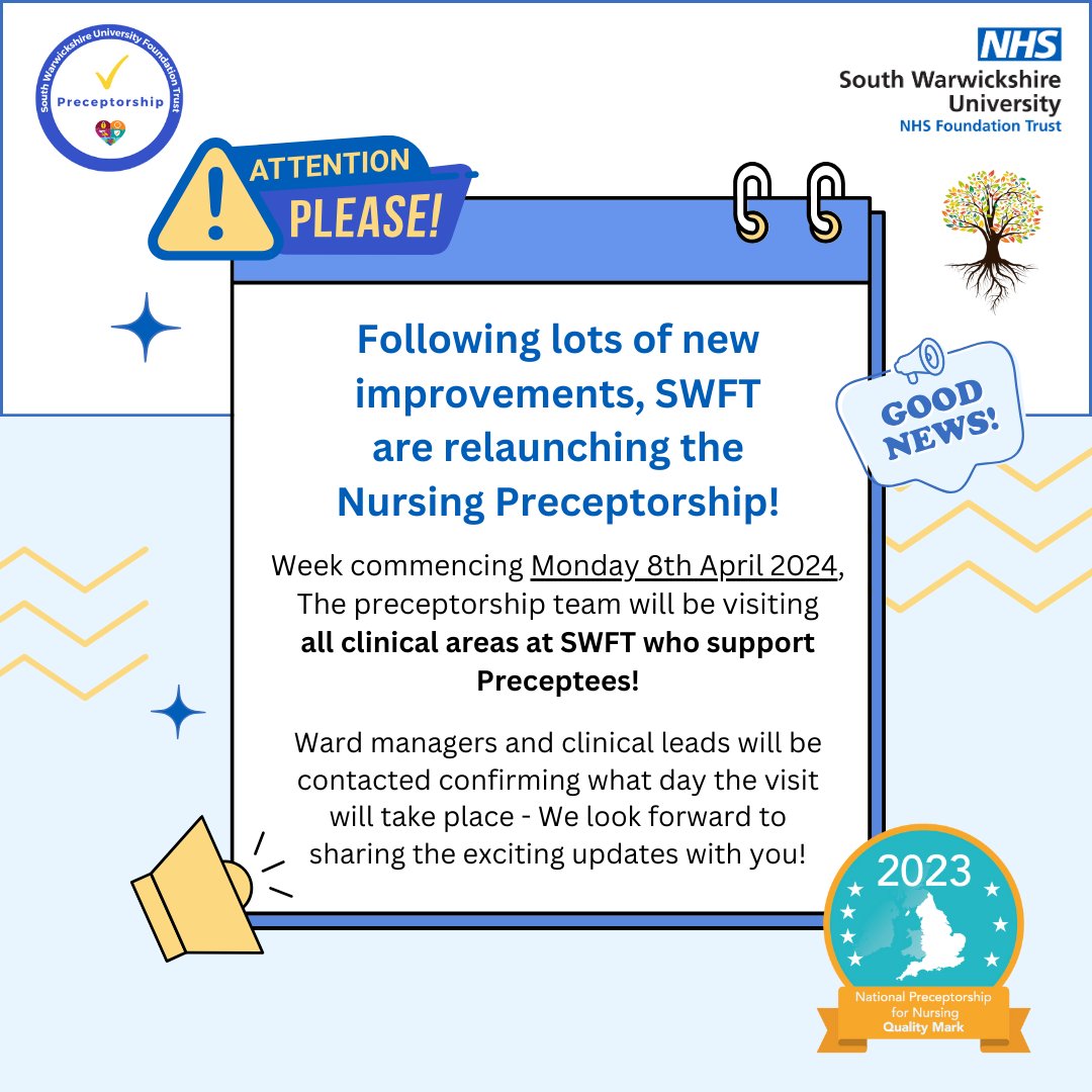 Next week SWFT are relaunching the preceptorship programme after spending 9 months making fabulous improvements!👏 Including an accessible help desk for preceptorship enquiries, a dedicated microsite page packed, and much more!💪 #newlyqualifiednurse #NQN #preceptorship