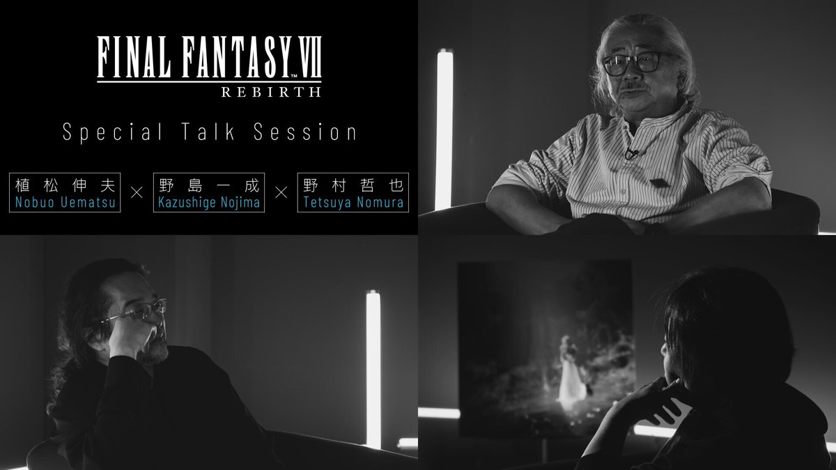 See more from the team behind Final Fantasy VII Rebirth. #FF7R Watch theme song composer Nobuo Uematsu, story and scenario writer Kazushige Nojima and creative director Tetsuya Nomura discuss the making of the game and the soundtrack launch on April 10th: youtu.be/okZYq0KjXvg