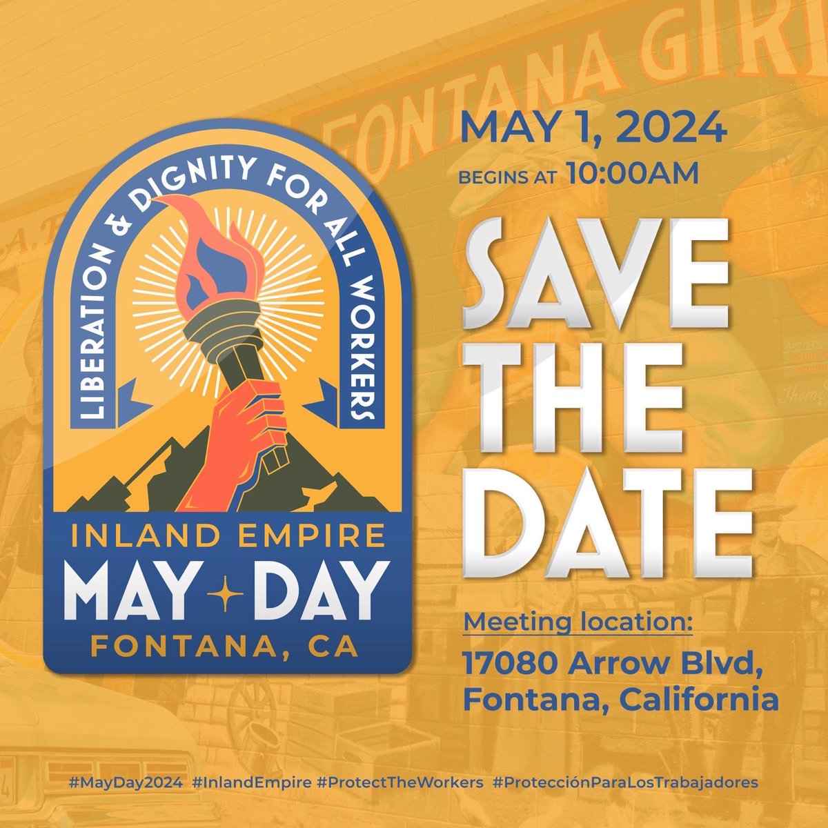 wwunited's tweet image. 🗓️ MARK YOUR CALENDARS! The Inland Empire May Day rally is Wednesday, May 1 @ 10am in Fontana — ​​17080 Arrow Blvd Fontana, CA 92335 

Join us to march for liberation &amp;amp; dignity for all workers ✊🏽

#MayDay2024 #InlandEmpire #protectALLworkers #ProteccíonParaLosTrabajadores
