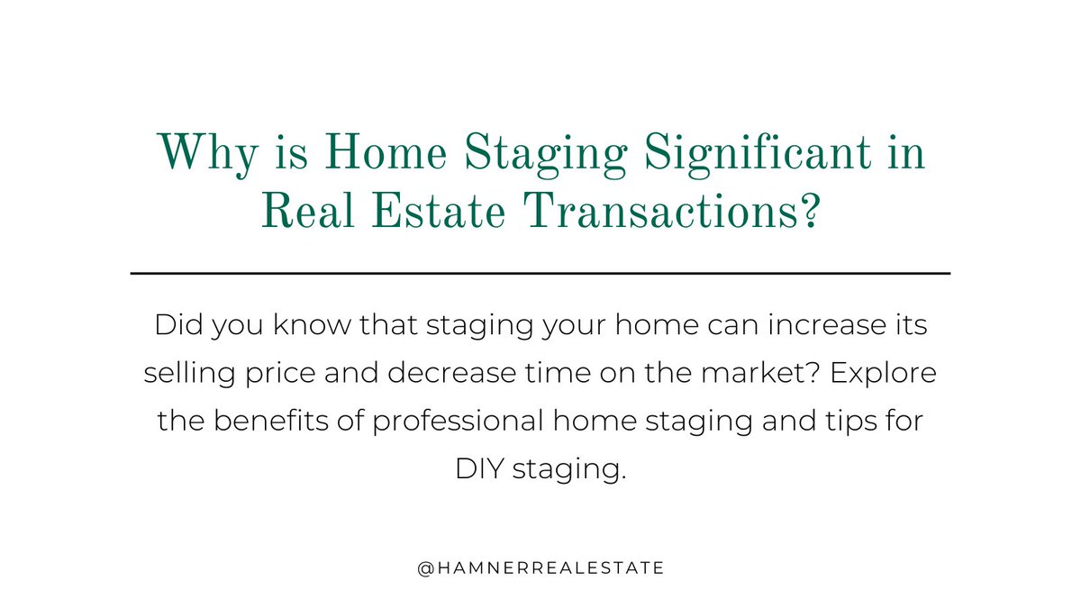 HamnerRE's tweet image. Home staging isn't just about looks; it's strategic. Like dressing for success, it boosts offers &amp;amp; speeds sales. A cluttered home or a staged one – which would you choose? Unlock staging secrets for max potential!

#realtorinsights #realestatefacts #realtorknowledge #savyrealtor