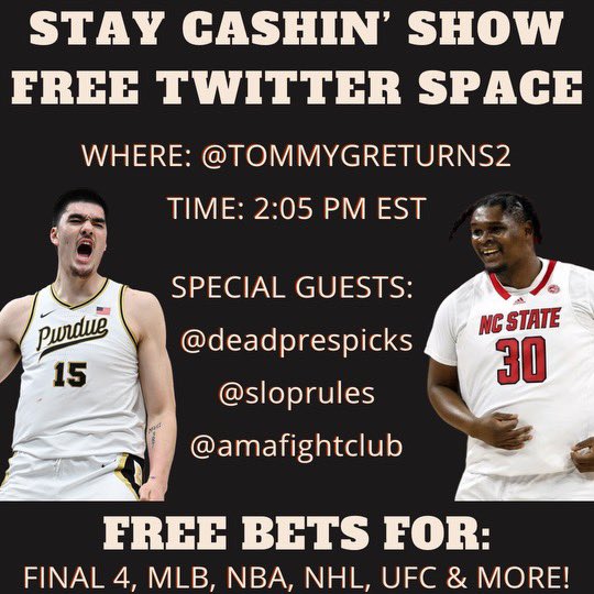 TommygWinsAgain's tweet photo. 🚨RUT ROH!!! THE PARTY JUST GOT BIGGER!!!

🔥THE PRODIGY @DeadPresPicks WILL ALSO BE JOINING THE SHOW🔥

Along with @sloprules &amp; @AMAFightClub 

SHIT JUST GOT REAL! IF UR BETTING TODAY, U NEED TO TUNE INTO TWITTER SPACES AT 2PM! 

2:05 PM: https://t.co/plS3KdrAfV https://t.co/2rPozKBrkL