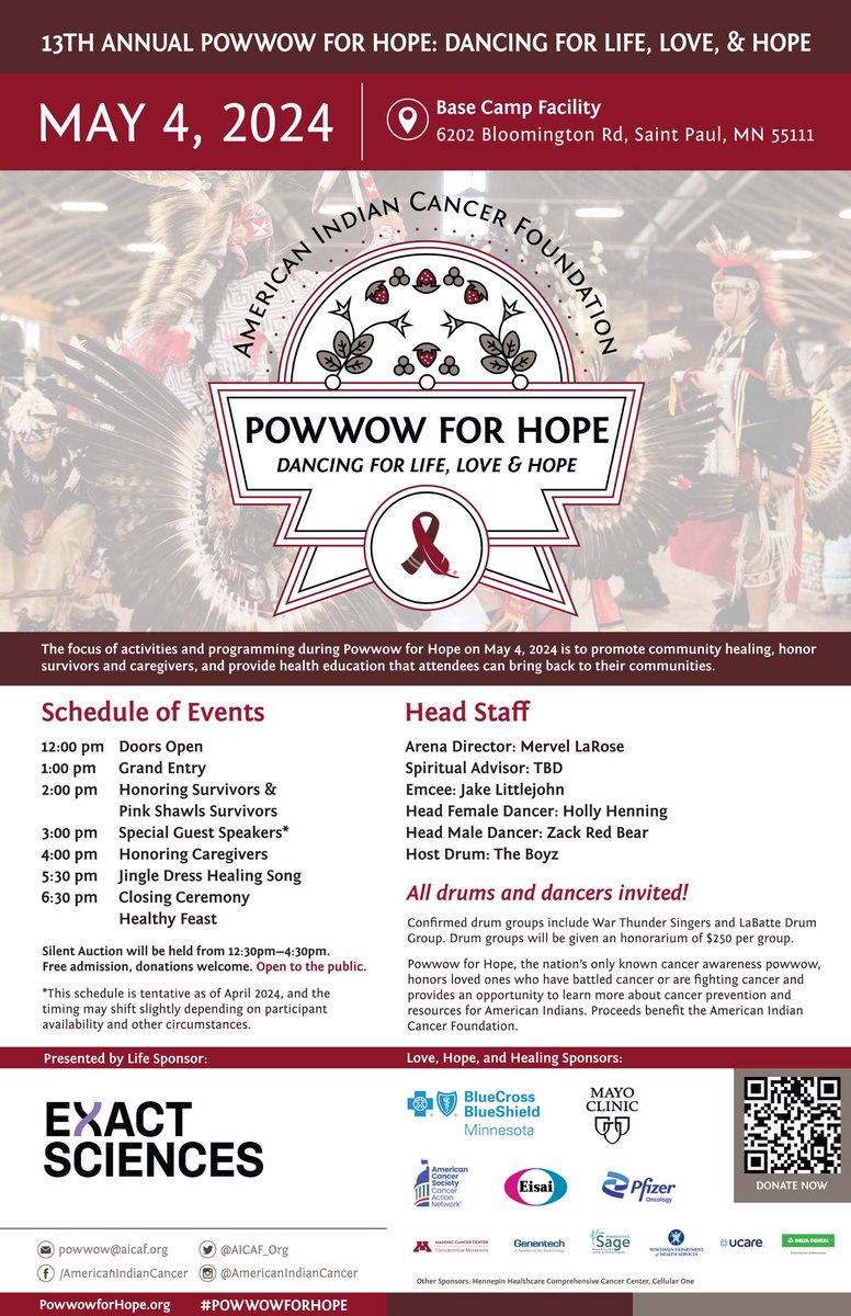 Check out our updated Powwow for Hope flyer with the schedule of events! We're still on the lookout for silent auction items! Complete our form at ow.ly/ERG250QYSfI A heartfelt thank you to all our incredible sponsors! We are grateful for your commitment to our mission.