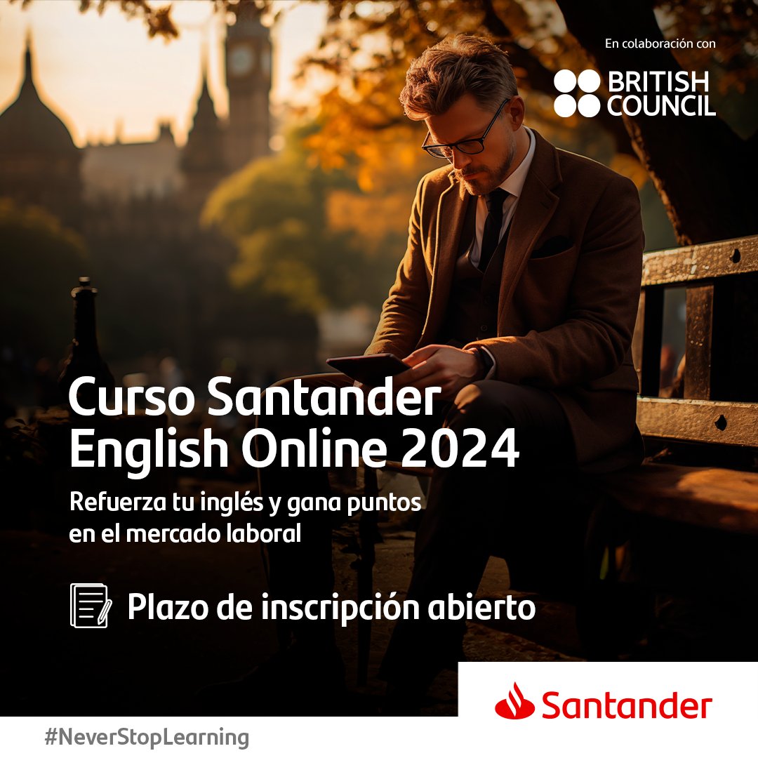 Clases de inglés online, en niveles desde básico hasta avanzado, diseñados por el British Council y completamente gratis? Gracias a nuestra colaboración con Becas Santander puedes apuntarte a un curso para aprender a tu ritmo: bit.ly/3PqHMY3