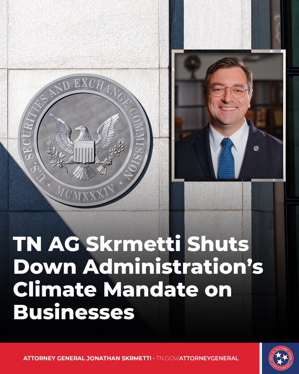 Today, @AGTennessee announced a victory against the Admin’s SEC mandate that forces businesses to track & report greenhouse gas emissions. TN joined IA & 25 states in pushing back against these climate mandates that harmed businesses across the state. ➡️tn.gov/content/dam/tn…