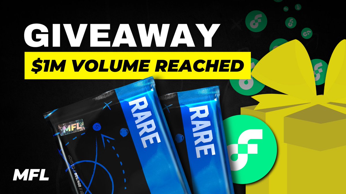 #Giveaway Time! We're celebrating reaching $1M in volume in partnership with @flow_blockchain 🎁 2️⃣ Early Adopter RARE Packs + a share of 200 $FLOW to be won🔥 To enter: ♻️ RT & Follow @playMFL 👇 Reply with your MFL Username