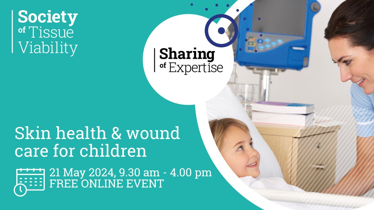 Our FREE 'Skin Health and Wound Care for Children' study day will explore some of the challenges faced and the factors that need to be considered when assessing and managing children with complex skin and wound care needs. Find out more and book societyoftissueviability.org/whats-on/skin-…