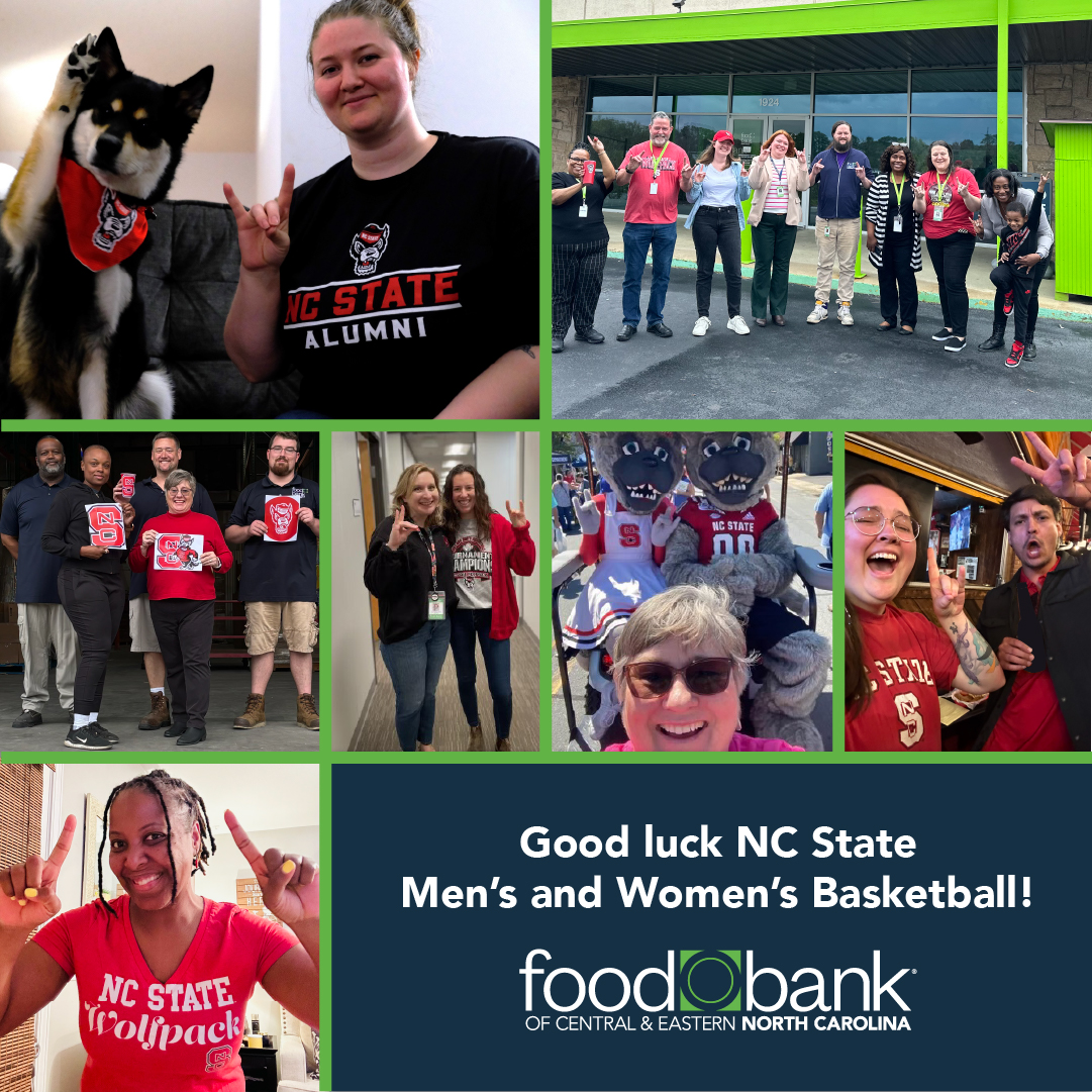 Wishing @PackWomensBball and @PackMensBball best of luck in the #FinalFour games! Our staff is made up of many NC State fans and alumni and we're stoked to support the Pack, who so often support our work with donations of time, food, and funds. Go Pack! #whynotus #noonegoeshungry