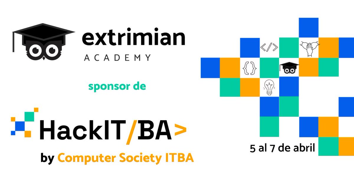 Extrimian's tweet photo. ⏰👉Hoy empieza el #HackITBA by @cs_itba -ITBA Computer Society-, y Extrimian Academy esta orgulloso de ser Sponsor y apoyar esta hackathon organizada por y para estudiantes, donde este año las categorías son Economía y Finanzas; y Salud y bienestar 🚀.  

🦾Mucha suerte a todos los concursantes, y e estamos seguros de que vamos a encontrar grandes iniciativas y proyecto. Desde Extrimian estamos felices de acompañar iniciativas que impulsen el desarrollo tecnológico.

🛡️Para saber más sobre lo que estamos haciendo con la Extrimian Academy, entra a https://t.co/ZRLX7BVaVp y seguí aprendiendo cómo implementar tecnologías descentralizadas e innovadoras para seguir creando un nuevo framework de confianza digital.