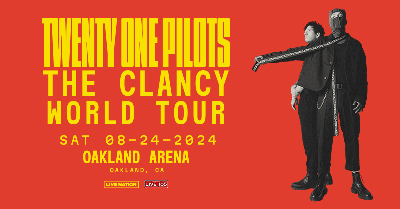 Get tickets now to see Twenty One Pilots on The Clancy World Tour at Oakland Arena on August 24.