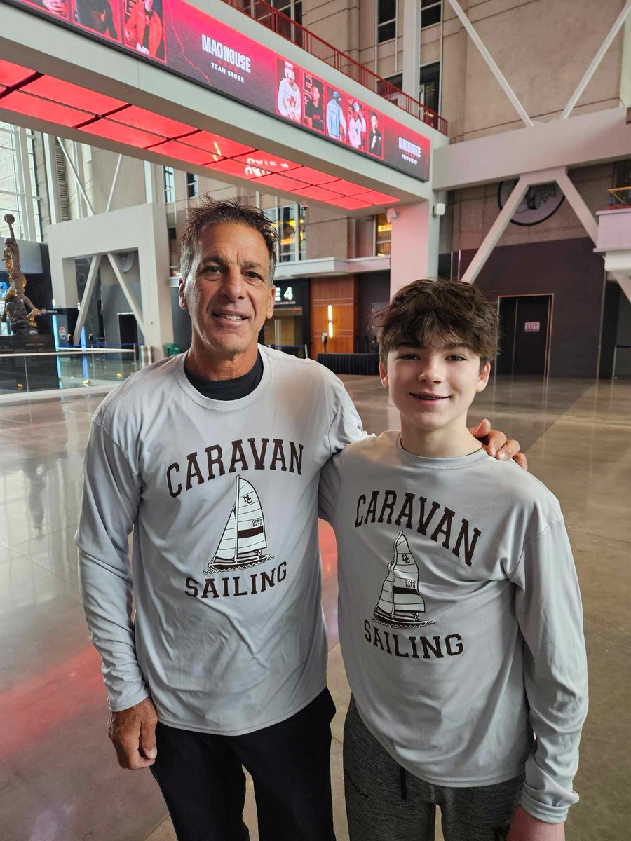 Wyatt Knight '27 gave Chris Chelios his Mount Carmel sailing shirt this week! Chris is a big boater and can't wait to see the Caravan on the lake this spring.