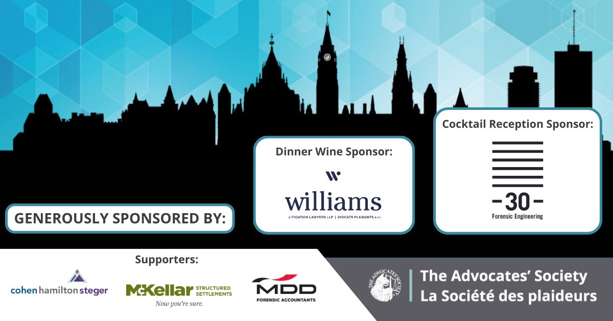 Join us May 9 as we present The John P. Nelligan Award for Excellence in Advocacy to Eric R. Williams, Williams Litigation Lawyers. Sponsored by @Wllmslitigation @30Forensics Cohen Hamilton Steger, McKellar Structured Settlements, MDD Forensic Accountants. ow.ly/V5pF50R9nFO