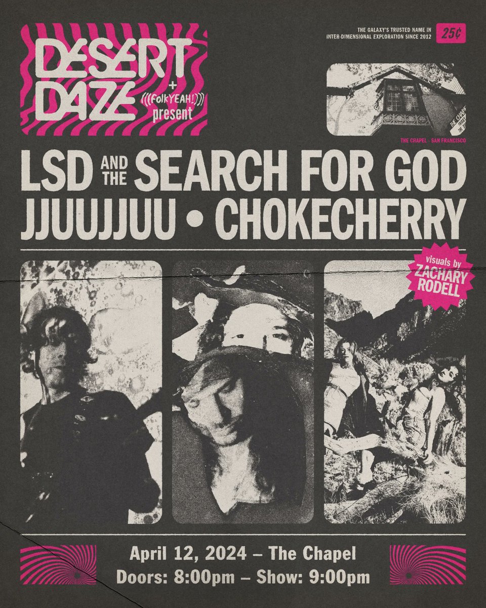 ✨😃We have a pair of tickets to see @folkYEAHevents & @desertdaze present @LSDandthesearch for God w/ @jjuujjuu_band on Friday, April 12th at @TheChapelSF!
Follow us & Retweet for a chance to win.