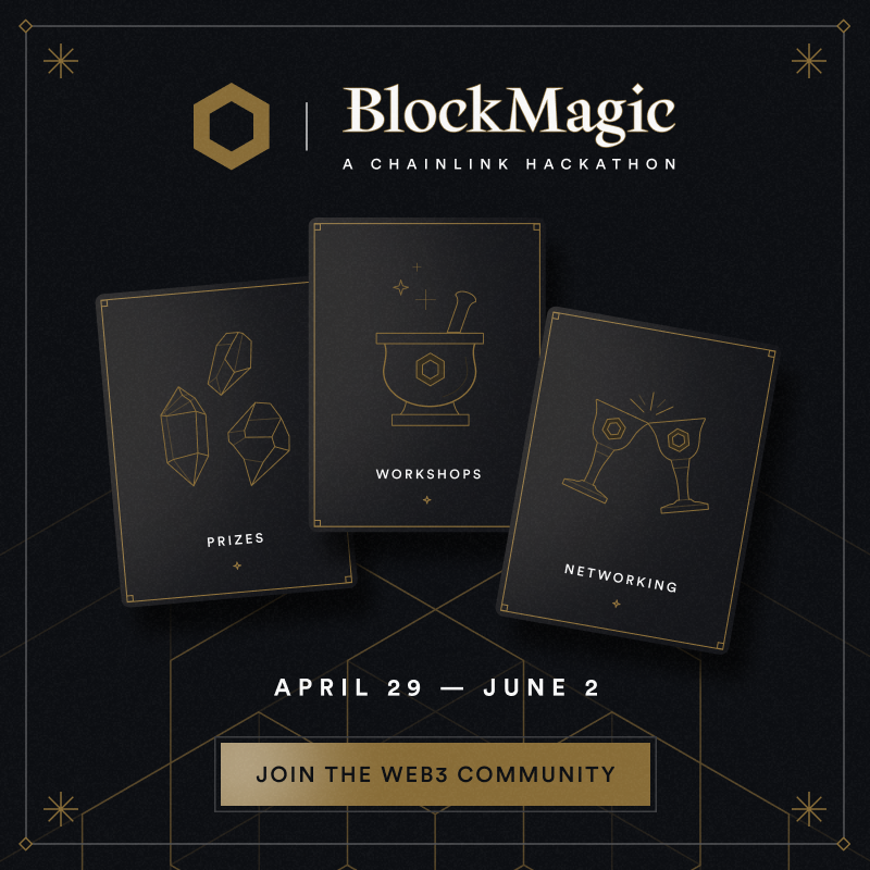 chainlink's tweet photo. The Chainlink hackathon is your launchpad. 

Learn to use the Chainlink platform like a pro by learning from industry experts. 

All while networking and competing for $400K+ in prizes. 

Sign up👇