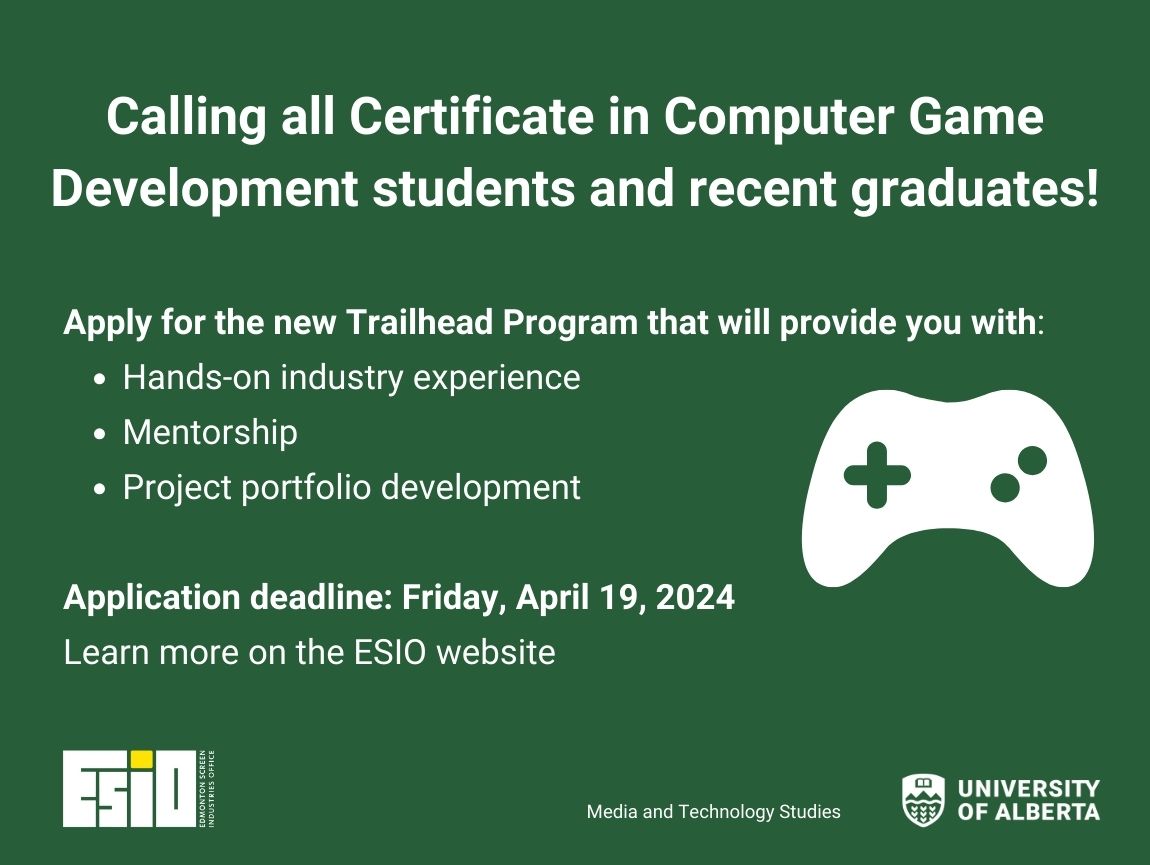 Calling all Certificate in Computer Game Development students and recent graduates! Check out the new Trailhead Program created with the support of @EdmontonScreen! Learn more and apply today: edmontonscreen.com/funding/sif/th…