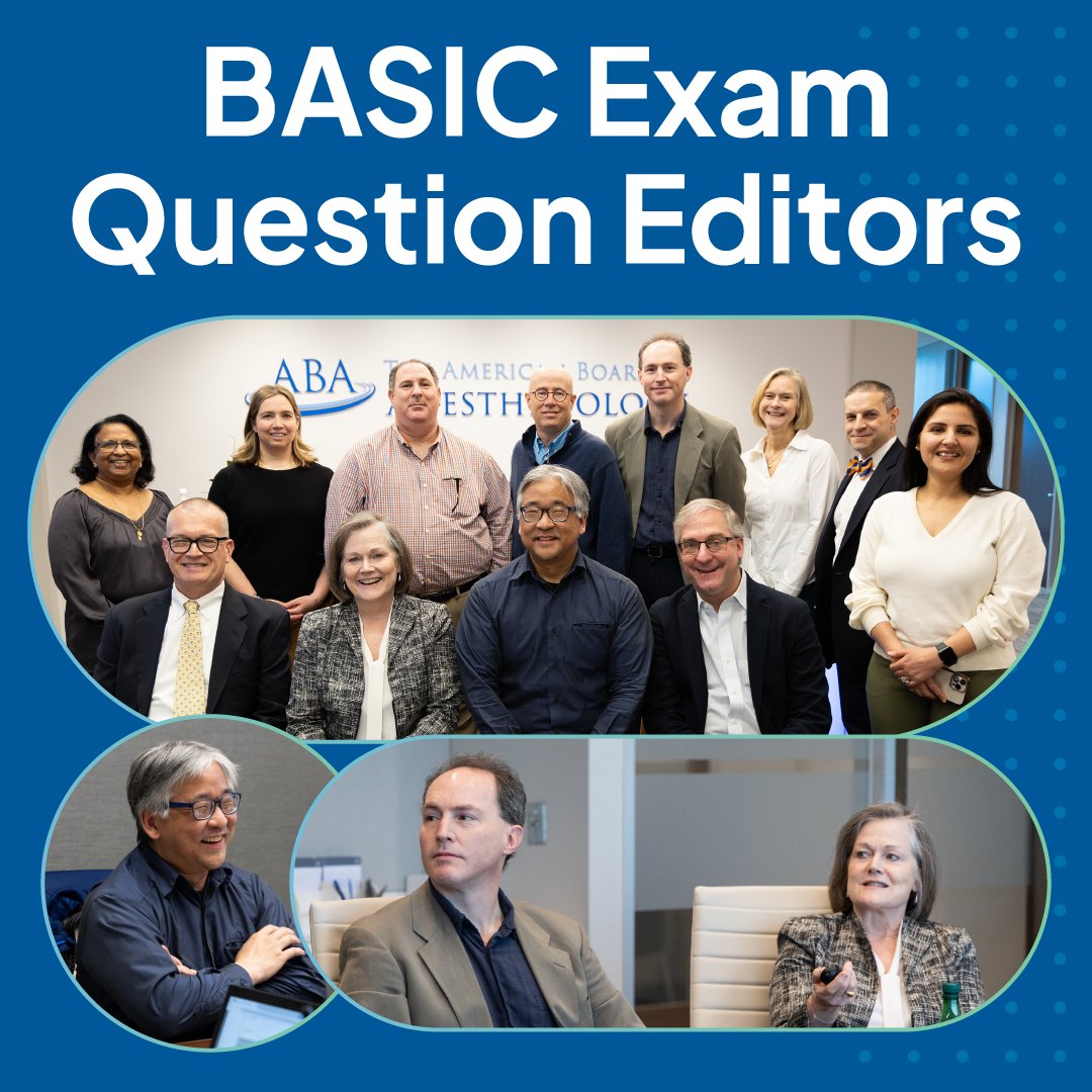 BASIC Exam Editors, board-certified anesthesiologist volunteers, came together April 4-5 in Raleigh, N.C. We are thankful for their dedication and for taking the time to advance the highest standards of the practice of anesthesiology. #ABAVolunteers #theABA #BoardCertification