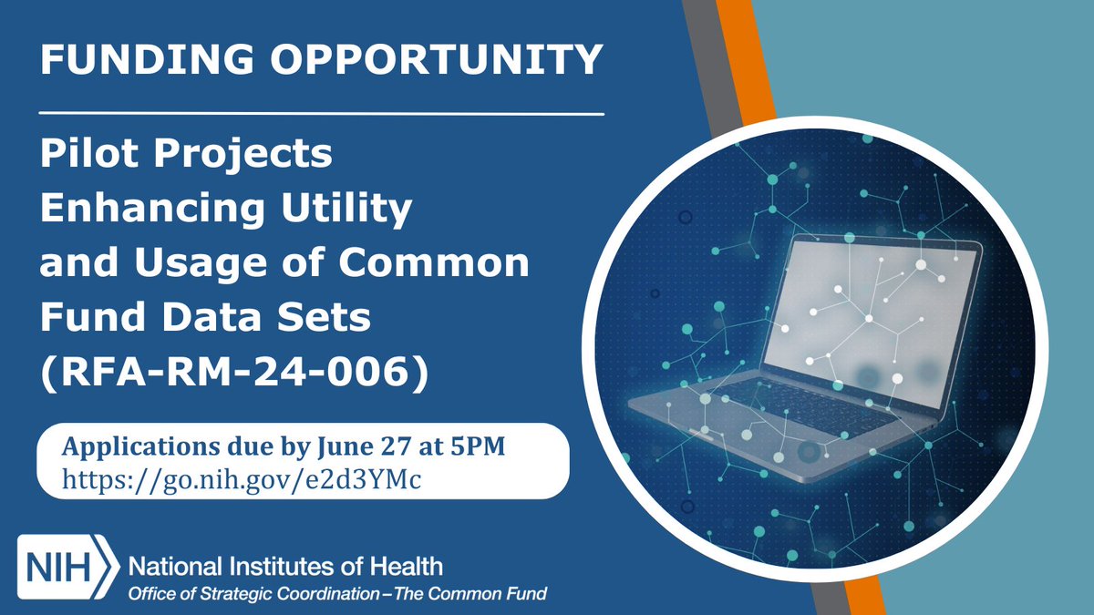 Do you have ideas about how to use #NIH_CommonFund #data in your #biomedical #research? Check out this pilot project (R03) #FundingOpportunity with #NIH_CFDE! Apply by 6/27: go.nih.gov/e2d3YMc