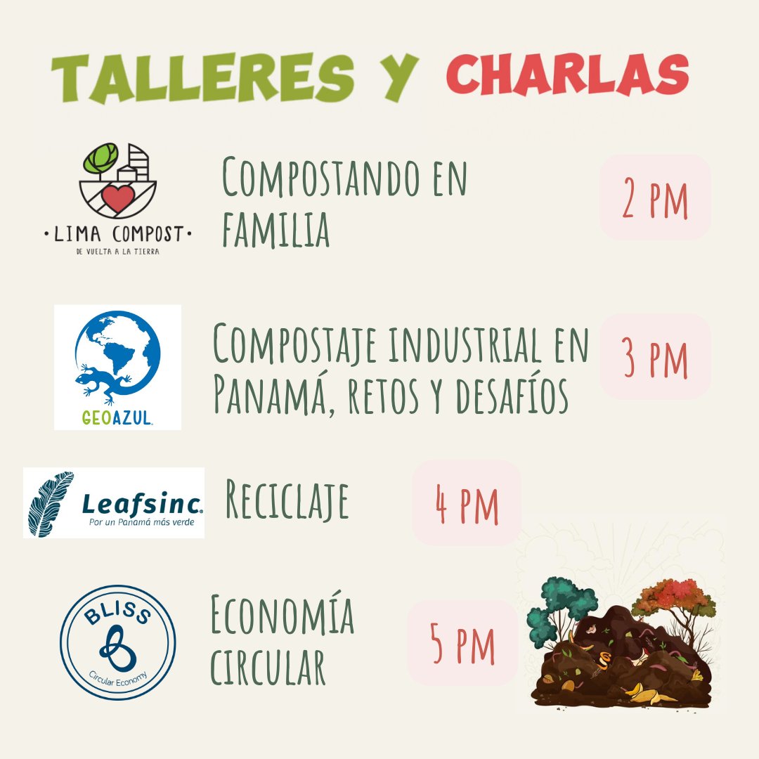 PuntoBohemio's tweet photo. ¡Feliz día Panamá!
Llégate al Festival de Composta con los mejores proyectos de #Panamá
👨🏻‍🏫 TALLERES DE #COMPOSTAJE
🎁 CHARLAS, REGALOS, ALIMENTOS
SÁBADO 6 en @CiudaddelSaber, galera 214, frente a La Plaza, gratis de 10AM a 6PM 
Instagram: festivalcompostapanama
#PorLaNaturaleza https://t.co/KpGMGiagEd