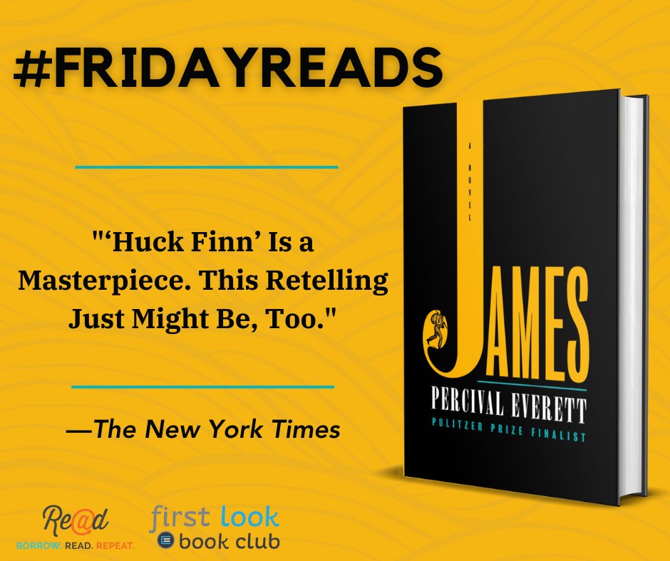 This week's #FridayReads pick is JAMES by Percival Everett! A brilliant, action-packed reimagining of Adventures of Huckleberry Finn, both harrowing and ferociously funny, told from the enslaved Jim’s point of view. Read with our First Look Book Club bit.ly/3PNN53O