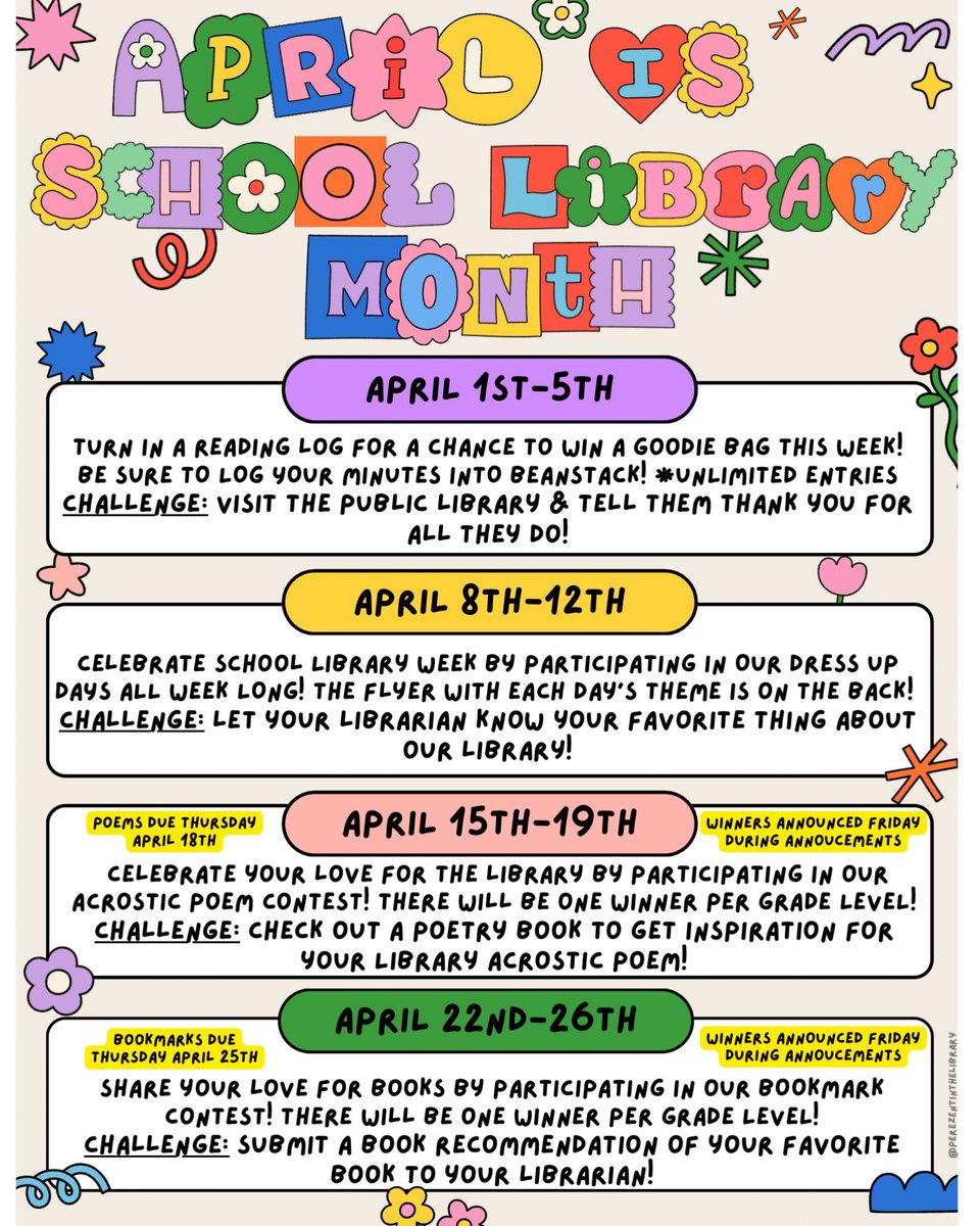 Veronica Perez (@miss_perez1106) on Twitter photo 13 lucky winners to celebrate #schoollibrarymonth! Every student who turned in reading log was entered in to a raffle to win a goodie bag! Congrats to all our winners! Next week theme is dress up days! <a href="/SeguinISD/">Seguin ISD</a> <a href="/PatlanES/">Patlan Elementary</a> <a href="/MatsRead/">Matador Libraries</a> 13 lucky winners to celebrate #schoollibrarymonth! Every student who turned in reading log was entered in to a raffle to win a goodie bag! Congrats to all our winners! Next week theme is dress up days! <a href="/SeguinISD/">Seguin ISD</a> <a href="/PatlanES/">Patlan Elementary</a> <a href="/MatsRead/">Matador Libraries</a>