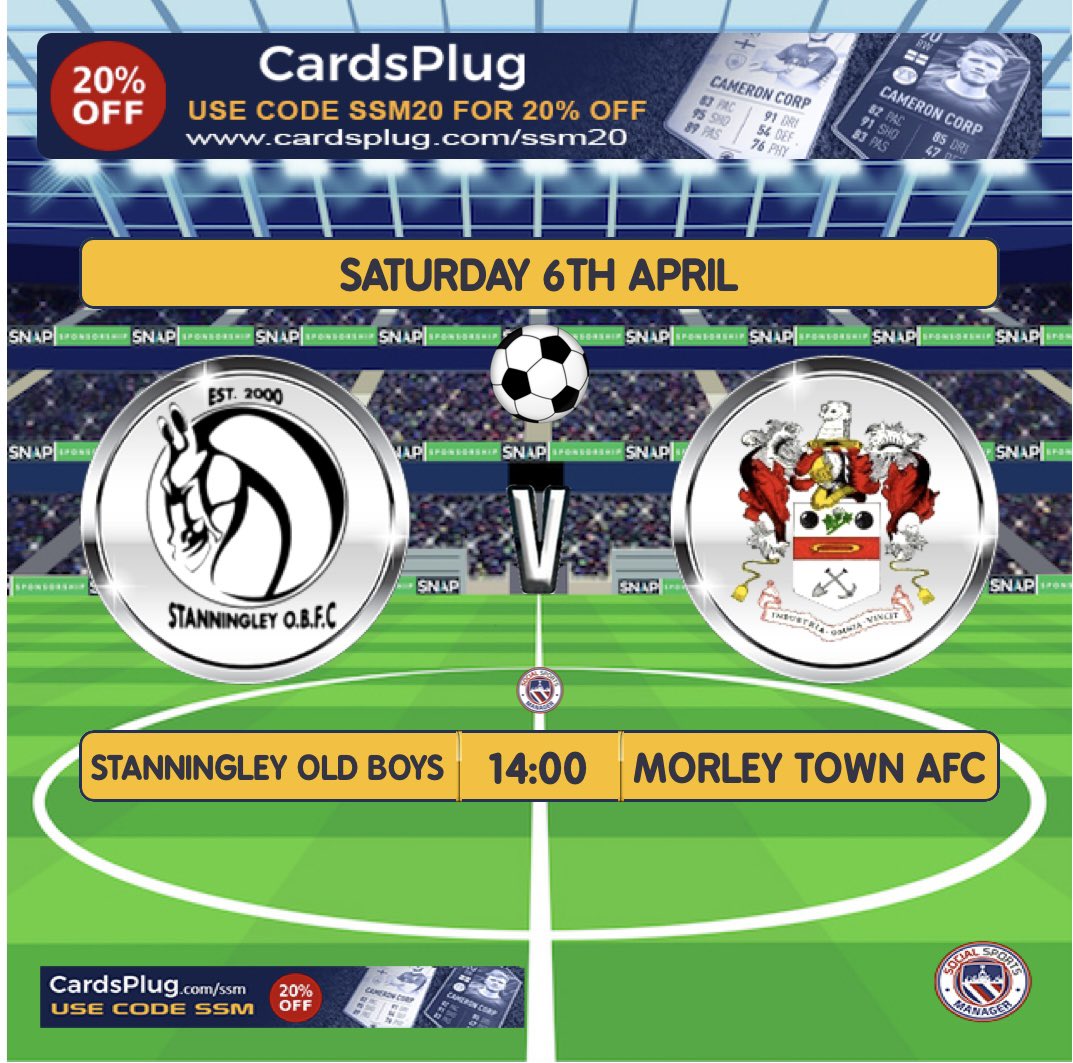 Tomorrow we host @MorleyTownAFC who are 1st in the championship atm they are unbeaten in the last 13 games winning all we look to put a stop to that and pick up the 3 points and keep climbing the table👊🏻 this will be a great game to watch and 2 strong teams in the championship!