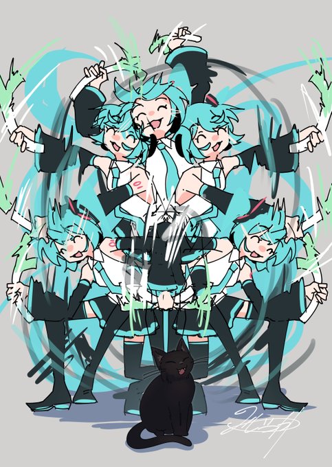 大暴れする初音ミクと猫#mkgk 