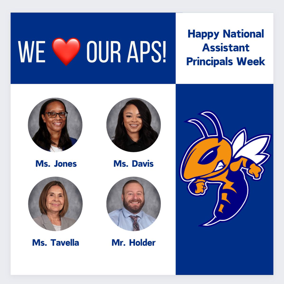 Huge shoutout to our incredible APs for their daily commitment to our scholars and staff. Hope you guys enjoyed the week! #LoveMyTeam #HornetNation 🐝💙 @AliceJohnsonJrH