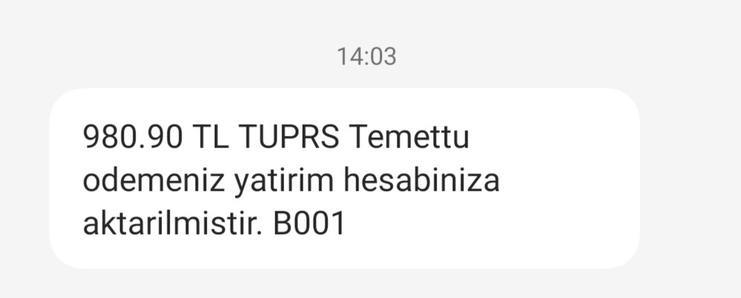 117 TL maaliyet ile 105 lot #TUPRS temettüm yatmış 🎉🦜 #thyao #reedr #tuprs #enjsa #sokm #VESBE #hatsn #zoren #maktk #TUKAS #isdmr #enkai #sahol #BIOEN #sasa #TABGD #GWIND #DoAs #ismen