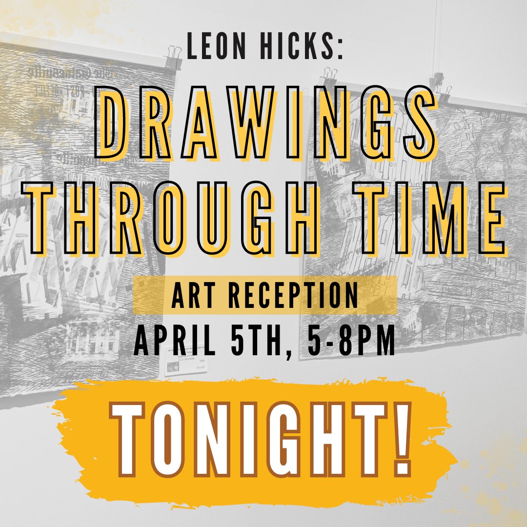 Tonight is the final reception for Leon Hicks' exhibition 'Drawings Through Time'! Join us from 5-8pm for free refreshments and charcuterie!
 #art #artists #gallery 
#tallahasseearts #artforsale  #onlineart #whattodointallahassee #thingstodointallahassee #arttocollect