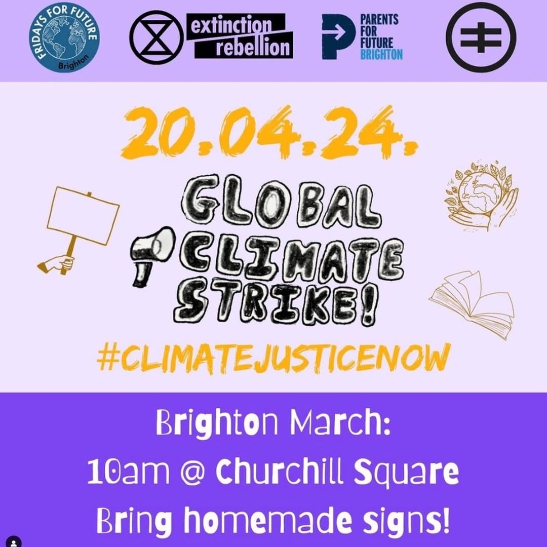 ‼️SAVE THE DATE-APRIL 20th‼️ FridaysForFuture Kenya is launching the next global climate strike for #climatejusticenow March in solidarity in Brighton! - 10am rally outside Churchill Square, finishing at Jubilee Square approx. 12:30pm. #globalclimatestrike #fridaysforfuture