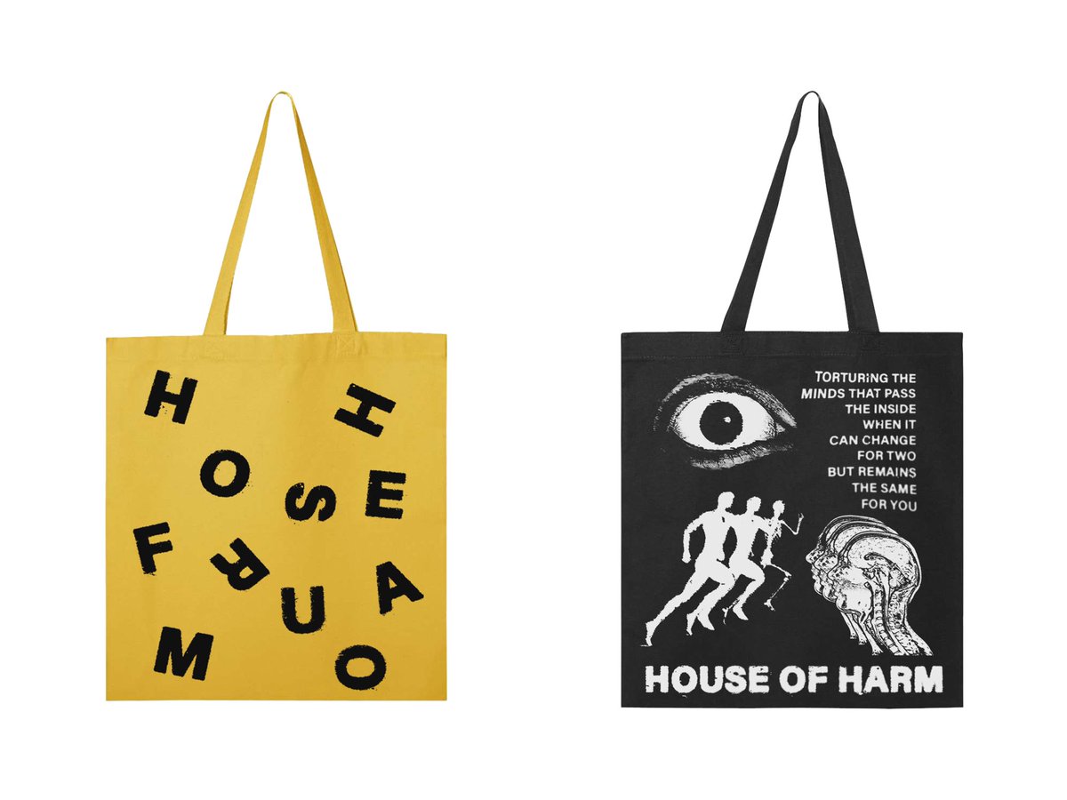 'Run' Tote Bags are reprinted and back up for grabs on our Bandcamp today xox houseofharm.bandcamp.com