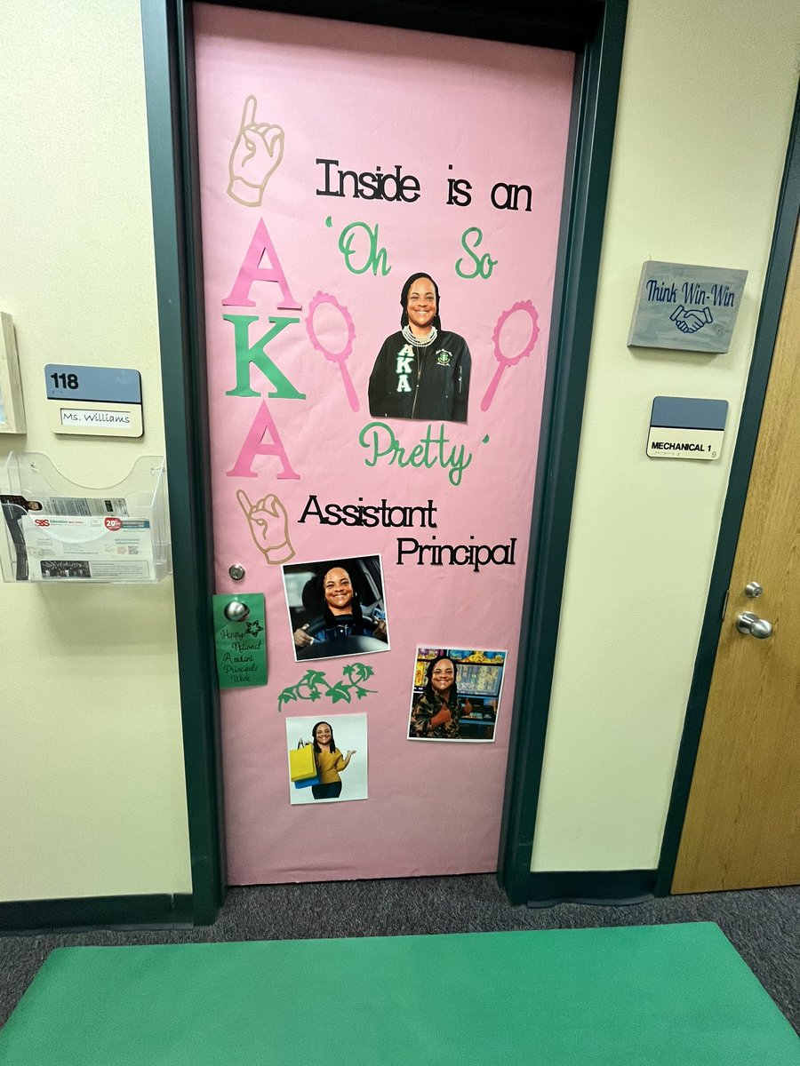 Our interventionists & counselor went above & beyond to surprise APs with a personalized office door! Thanks @MissAnaGonzalez @MyBestCounselor @MsMedrano_ , Sharon & Delesa! Double the pleasure since I have two office doors! #APWeek