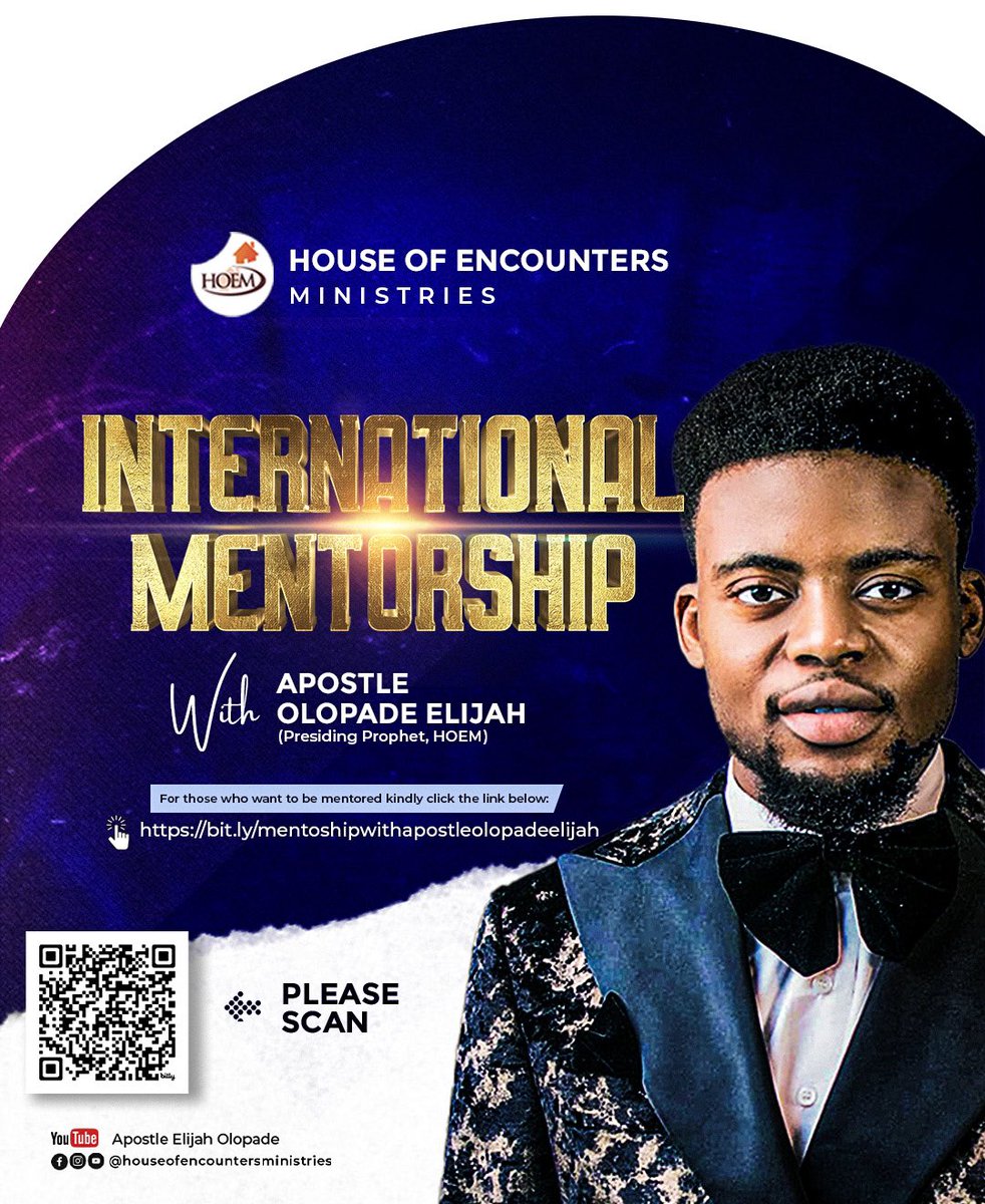 For years we have received countless requests towards this, and we are glad that the Lord has prepared such a time as this to frontier this move Kindly use the link👇🏻 or scan the barcode on the flier to register bit.ly/mentoshipwitha… #discipleship #disciple #mentor #mentorship