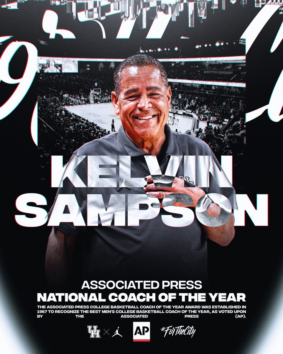 .@CoachSampsonUH is @AP_Top25 National Coach of the Year for the second time in his career His 5th National Coach of the Year accolade in 2023-24... CONGRATS, Coach! #ForTheCity x #GoCoogs 🔗 – bit.ly/43Rvv4P
