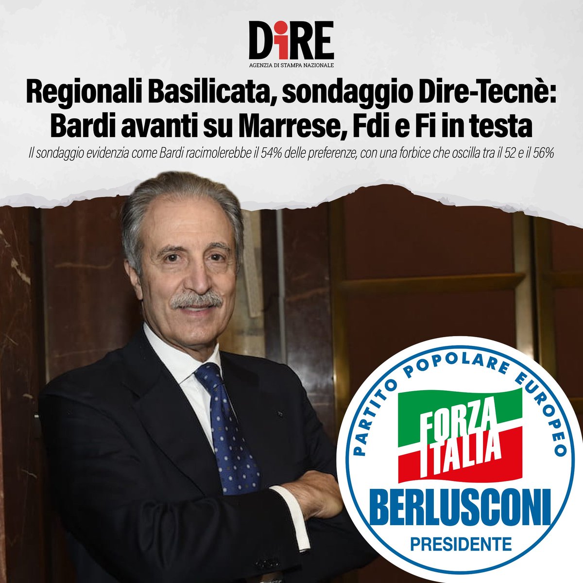 I sondaggi continuano a sottolineare la fiducia dei cittadini lucani per chi ha già dimostrato di avere a cuore la Basilicata. il 21 e 22 Aprile vota Forza Italia e @VitoBardi.