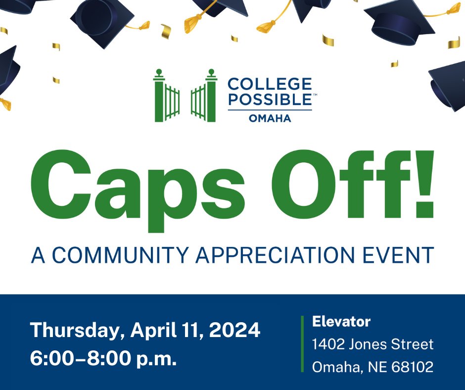 Join @CollPossibleOMA for their community appreciation event, Caps Off! It’s a celebration of the support you all have given for students from underinvested communities. RSVP today: bit.ly/48ShapB