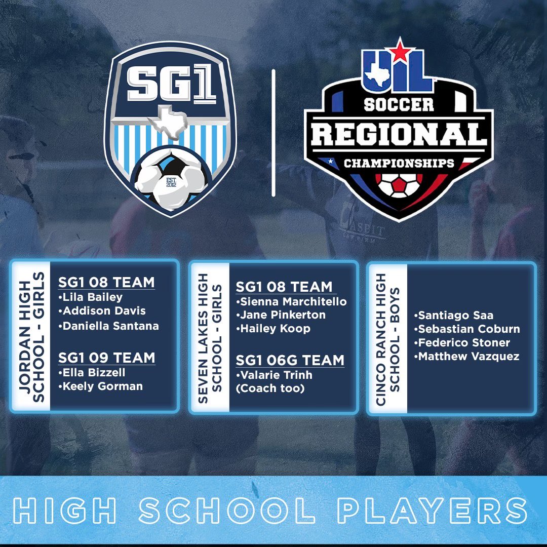 GOOD LUCK to all our High School players in the UIL Regional Semi-Finals today!⚽️ . . . . #sg1soccer #soccer #youthsoccer #highschool #highschoolsoccer #uil #semifinal #houston #htown #texas #texassoccer #katytx #katy #uilstate