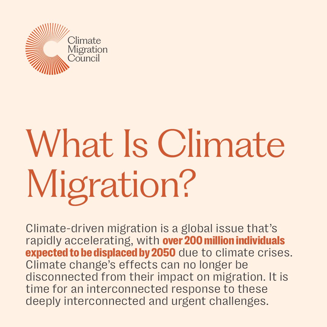 The effects of the #climatecrisis can no longer be disconnected from their impact on #migration. Learn more: ClimateMigrationCouncil.org/resources