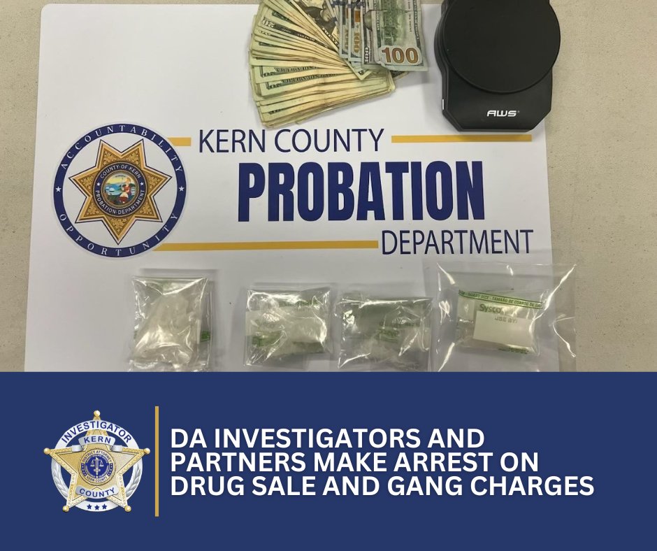 Kern County DA and partners conducted a probation search that resulted in the seizure of over 70 grams of methamphetamine, cash, and other indicia of narcotics sales. Read more: tinyurl.com/mrx5hrxe